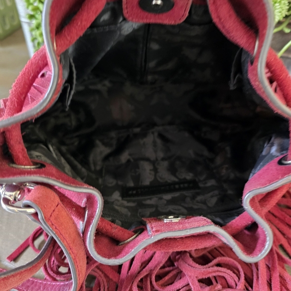 Rebecca Minkoff Burgandy Suede Fringe Crossbody Bag - Picture 3 of 10